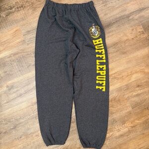 Jerzees Mens L Harry Potter Hufflepuff Sweatpants Dark Gray Pajamas Lounge Gold
